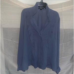 Express greyish blue long sleeve blouse.